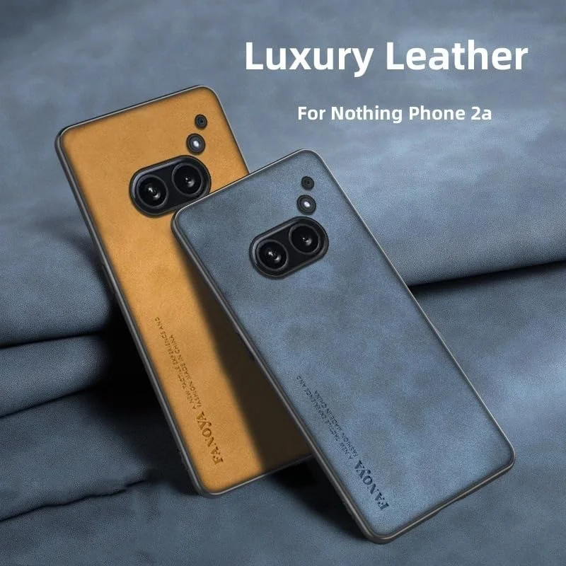 قاب گوشی ناتینگ فون 2a مدل 2024 با بافت چرم PU ممتاز، کاور محافظ سیلیکونی (مشکی)