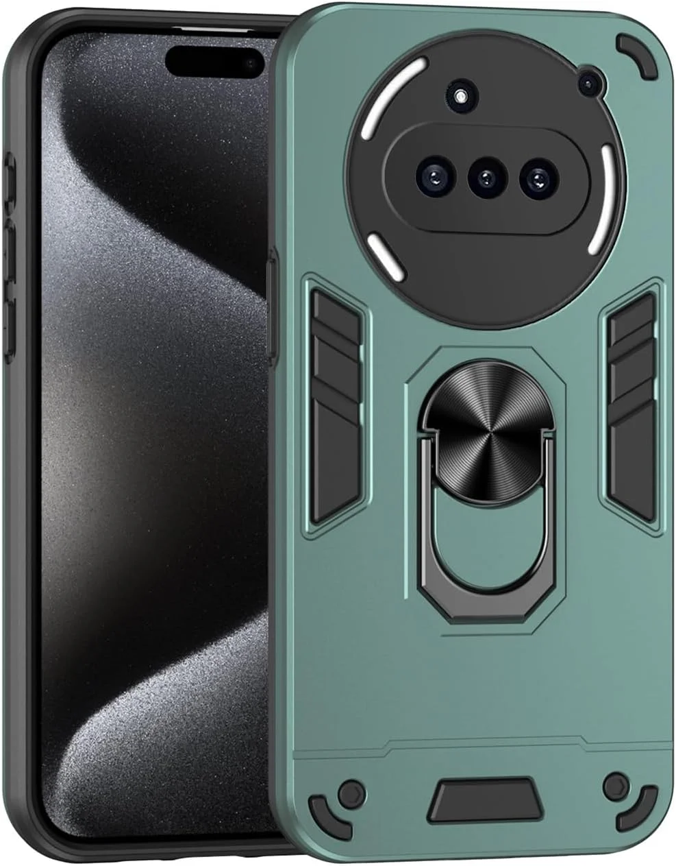 کاور محافظ گوشی ناتینگ فون (3a) مدل مقاوم در برابر ضربه با پایه انگشتی فلزی [سازگار با هولدر مغناطیسی] (سبز)