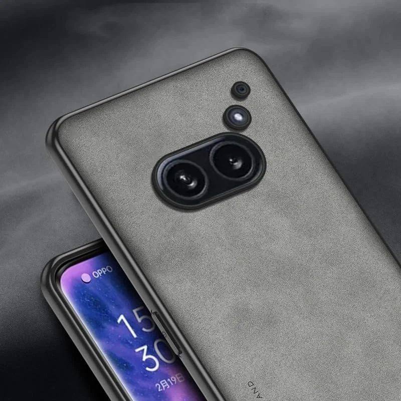 قاب گوشی ناتینگ فون 2a مدل 2024 با بافت چرم PU ممتاز، کاور محافظ سیلیکونی (مشکی)