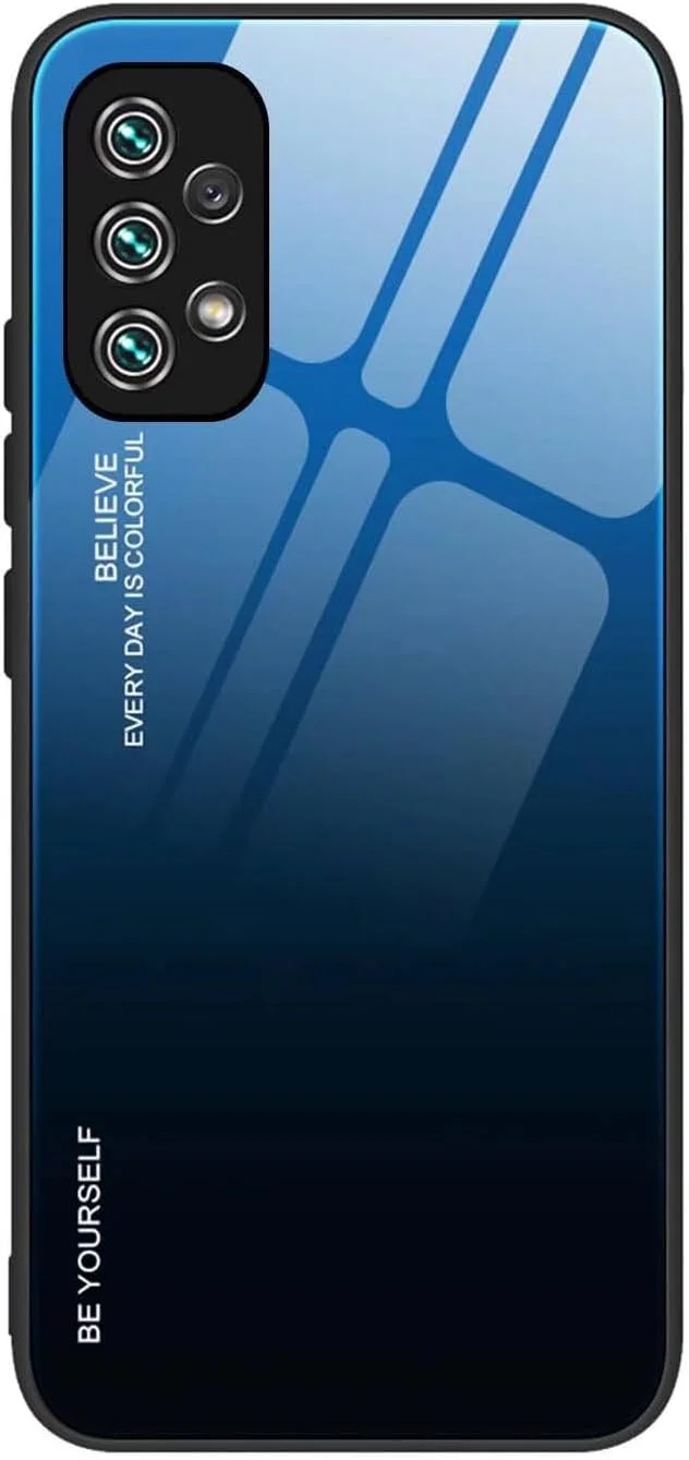 قاب محافظ گوشی ایلینگ مناسب برای ناتینگ فون (3a) پرو، بسیار نازک، رنگ градиент زیبا، ضد خش، ضد ضربه، دارای پوشش پشتی شیشه ای سخت و مقاوم، قاب دور سیلیکونی نرم TPU (آبی زیبا)