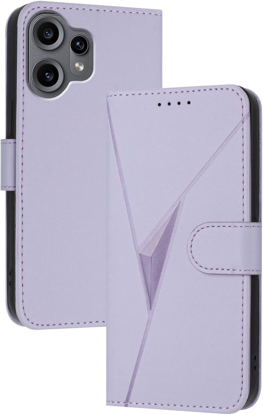 کیف چرمی GOGME برای Nothing CMF Phone 2 Pro - کیف پول، روکش مغناطیسی با پایه چند زاویه ای و محافظت کامل از بدنه - بنفش روشن