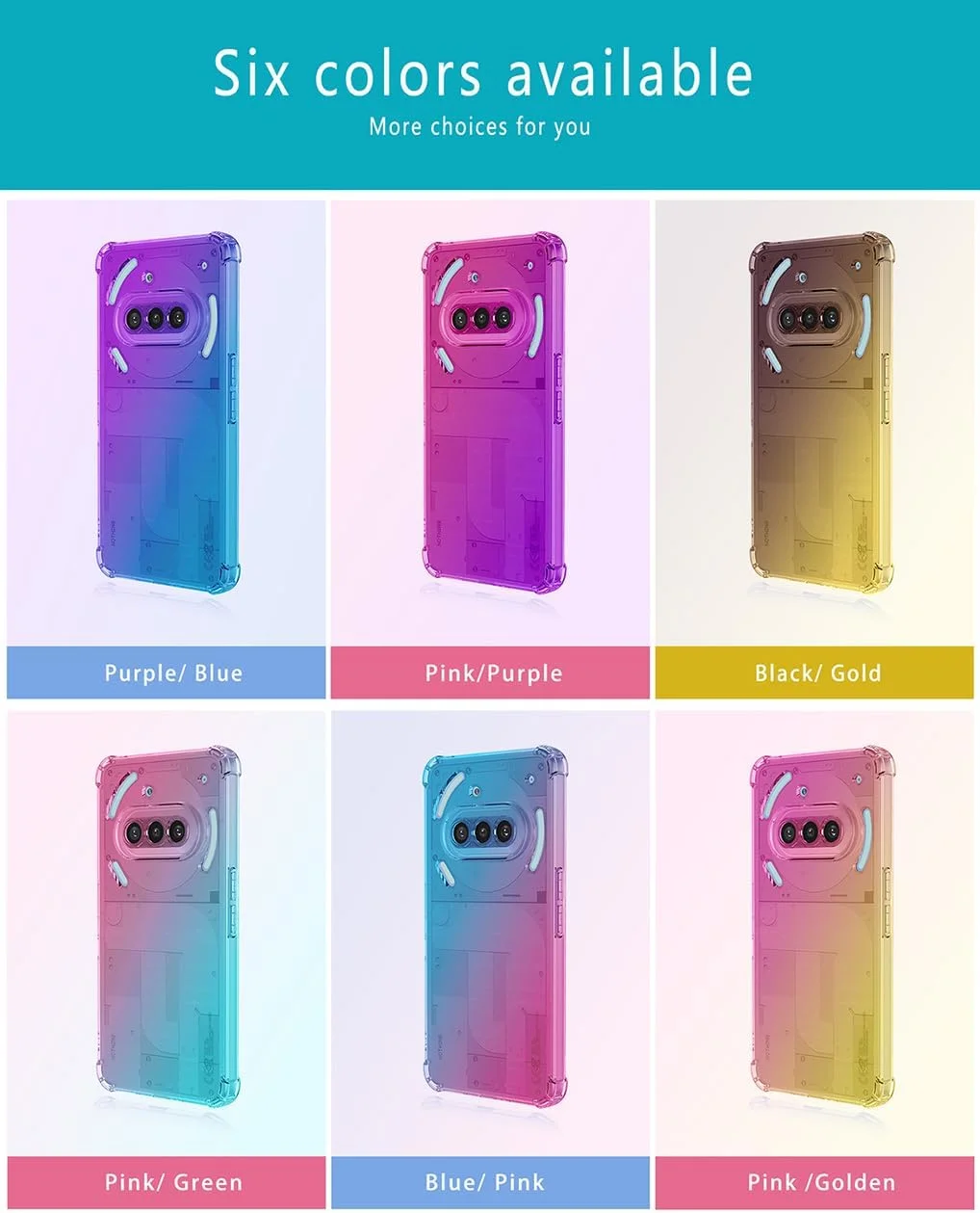 کاور گوشی ناتینگ فون (3a) برند SEAHAI، رنگ градиент، کاور TPU بسیار نازک، بامپر سیلیکونی نرم و ضد ضربه، بنفش/آبی