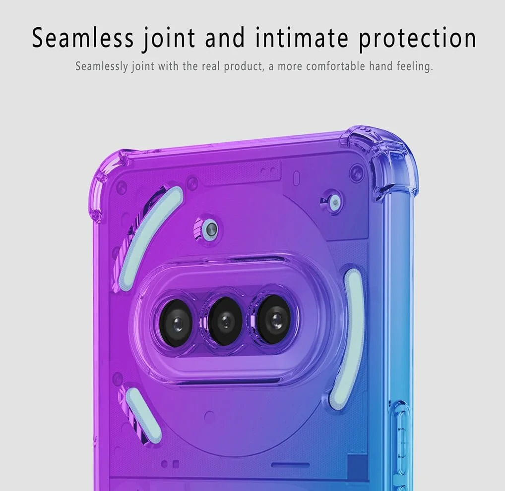 کاور گوشی ناتینگ فون (3a) برند SEAHAI، رنگ градиент، کاور TPU بسیار نازک، بامپر سیلیکونی نرم و ضد ضربه، بنفش/آبی