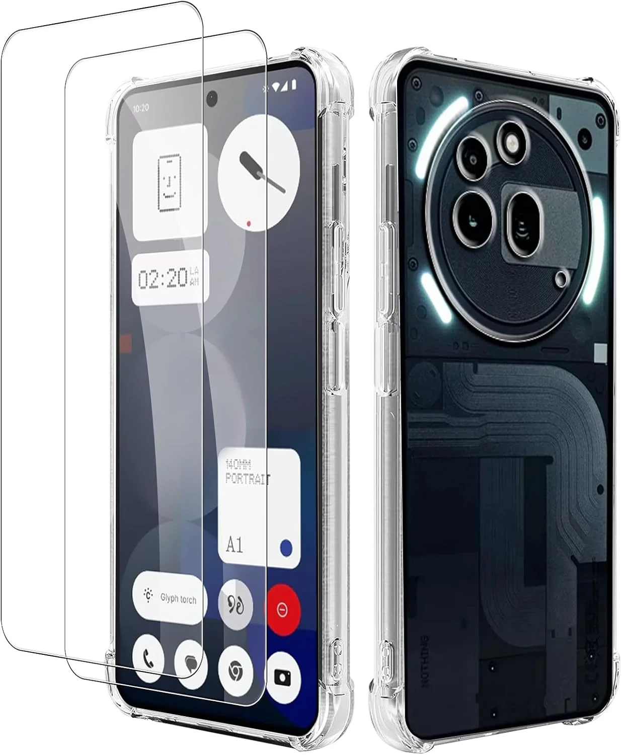 کاور محافظ گوشی ناتینگ فون 3A Pro، کاور TPU نرم و فوق العاده شفاف ضد خش، محافظت کامل از بدنه، ضد ضربه با سپر مقاوم به همراه 2 محافظ صفحه نمایش شیشه ای حرارت دیده