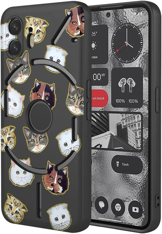 قاب گوشی KOARWVC برای گوشی ناتینگ فون 2، طرح گربه بامزه، محافظ باریک، کاور نرم TPU برای گوشی ناتینگ فون 2 - گربه سیاه