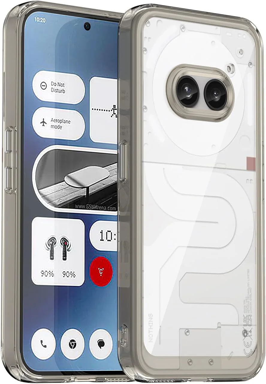 قاب محافظ گوشی ناتینگ فون 2a، محافظت کامل، شفاف، TPU سخت، ضد ضربه، قاب محافظ برای ناتینگ فون 2a. (خاکستری شفاف)