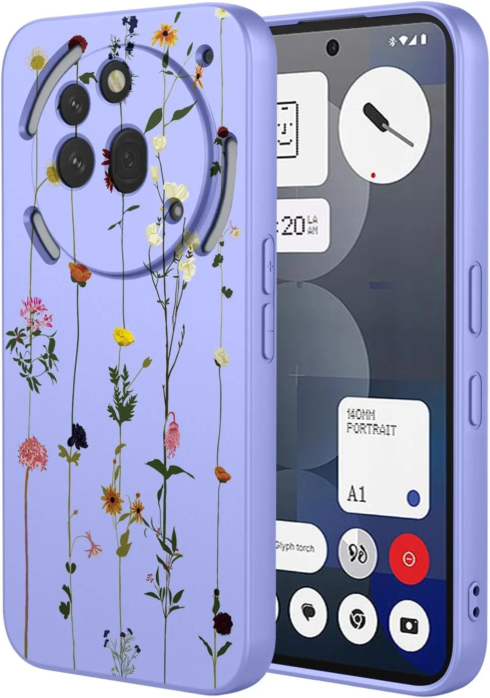 قاب محافظ گوشی ناتینگ فون 3a پرو مدل A059P با طرح گل زیبا، باریک، محافظ TPU نرم، مناسب گوشی ناتینگ فون 3a پرو طرح باغ بنفش