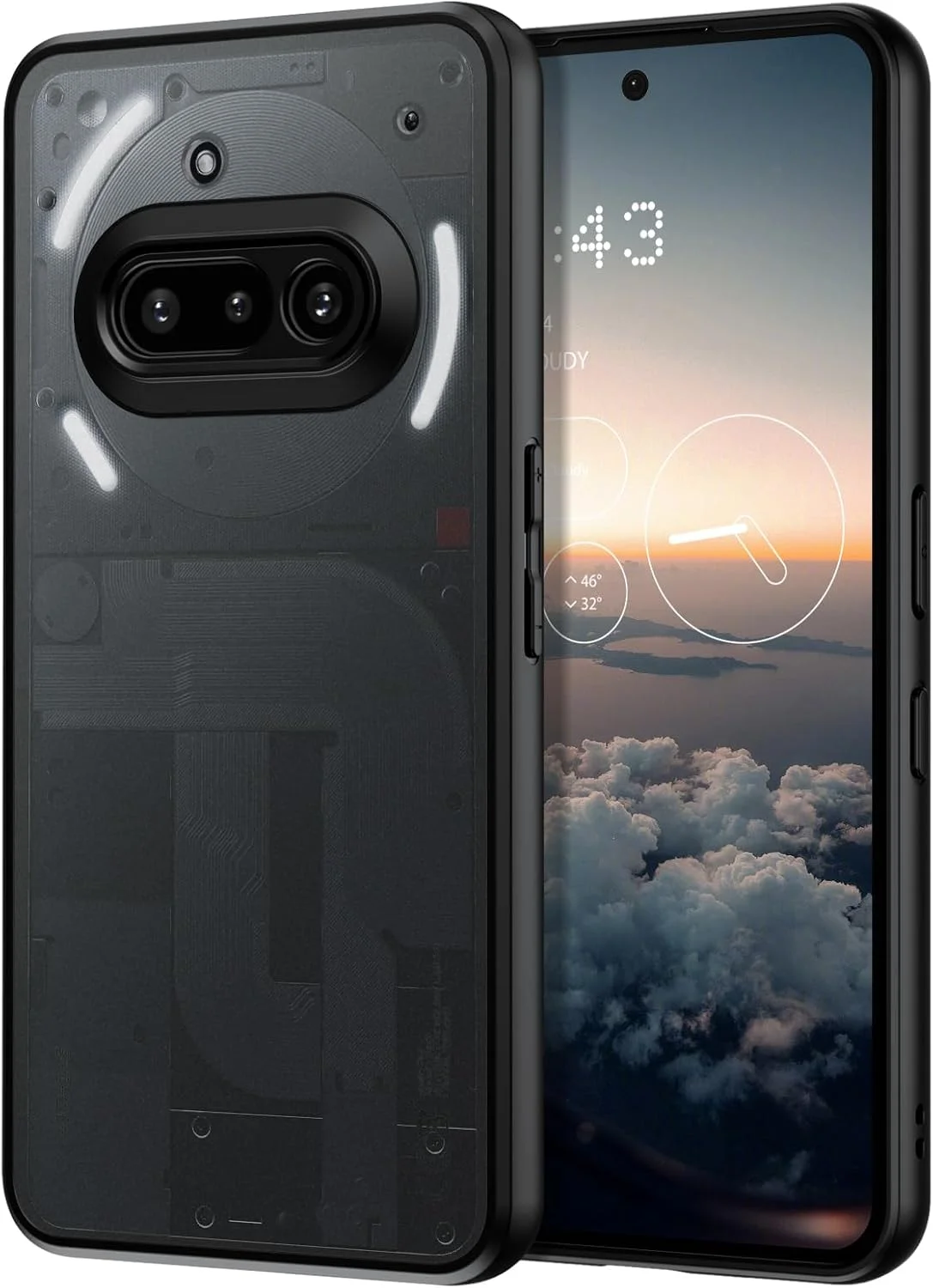 قاب محافظ شفاف گوشی ناتینگ فون 3a، ضد اثر انگشت، فوق العاده نازک، ضد ضربه، ضد لغزش، مات و نیمه شفاف، مناسب برای گوشی ناتینگ فون 3a - مشکی