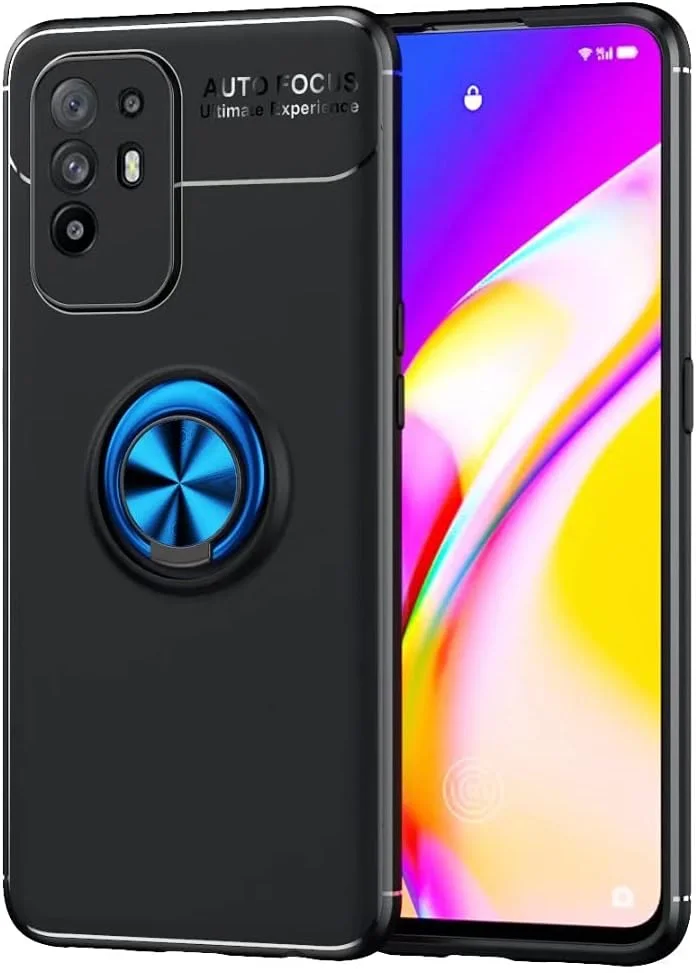 قاب محافظ گوشی ناتینگ فون ۱، TPU نرم، مقاوم در برابر خراش، دارای حلقه چرخان ۳۶۰ درجه، کاور گوشی ناتینگ فون ۱. (مشکی + آبی)