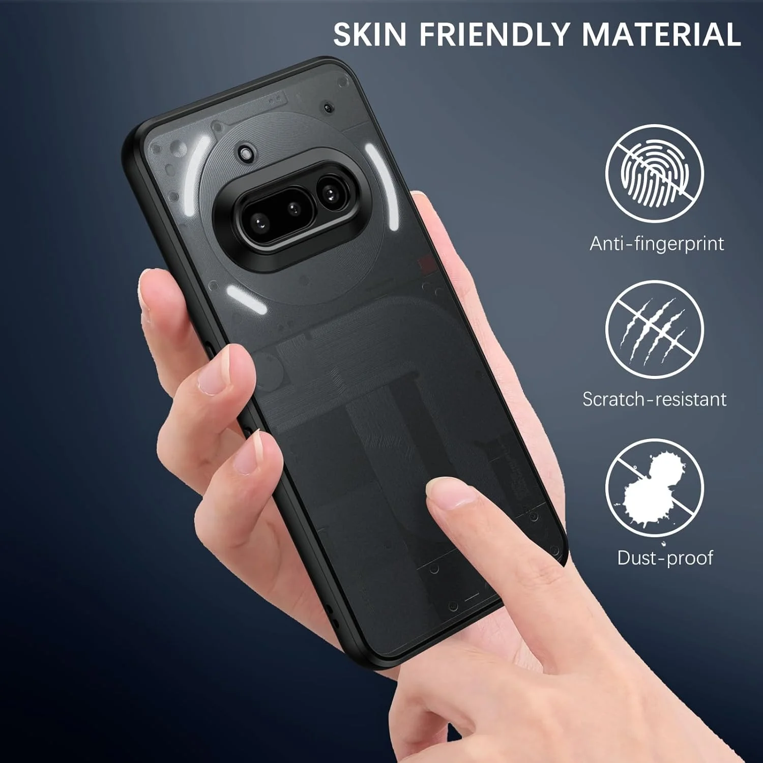 قاب محافظ شفاف گوشی ناتینگ فون 3a، ضد اثر انگشت، فوق العاده نازک، ضد ضربه، ضد لغزش، مات و نیمه شفاف، مناسب برای گوشی ناتینگ فون 3a - مشکی