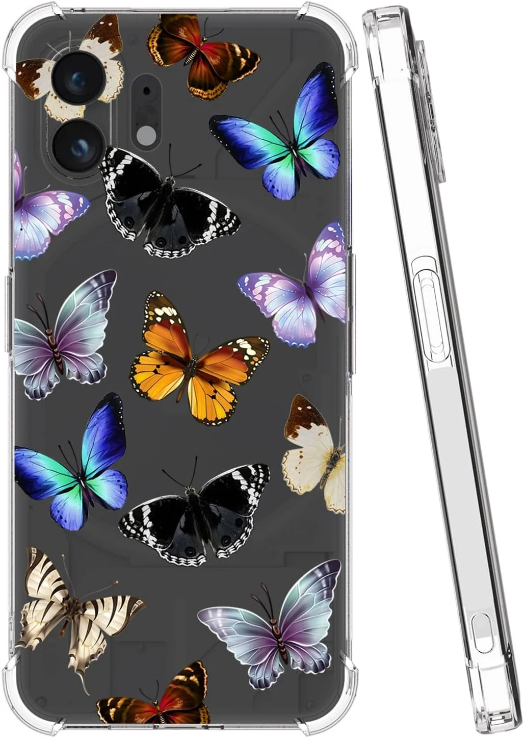 کاور گوشی ناتینگ فون 2، کاور زیبا برای ناتینگ فون Two A065، کاور سیلیکونی ژله ای نرم و شفاف با ضربه گیر انعطاف پذیر برای گوشی ناتینگ فون 2 طرح پروانه