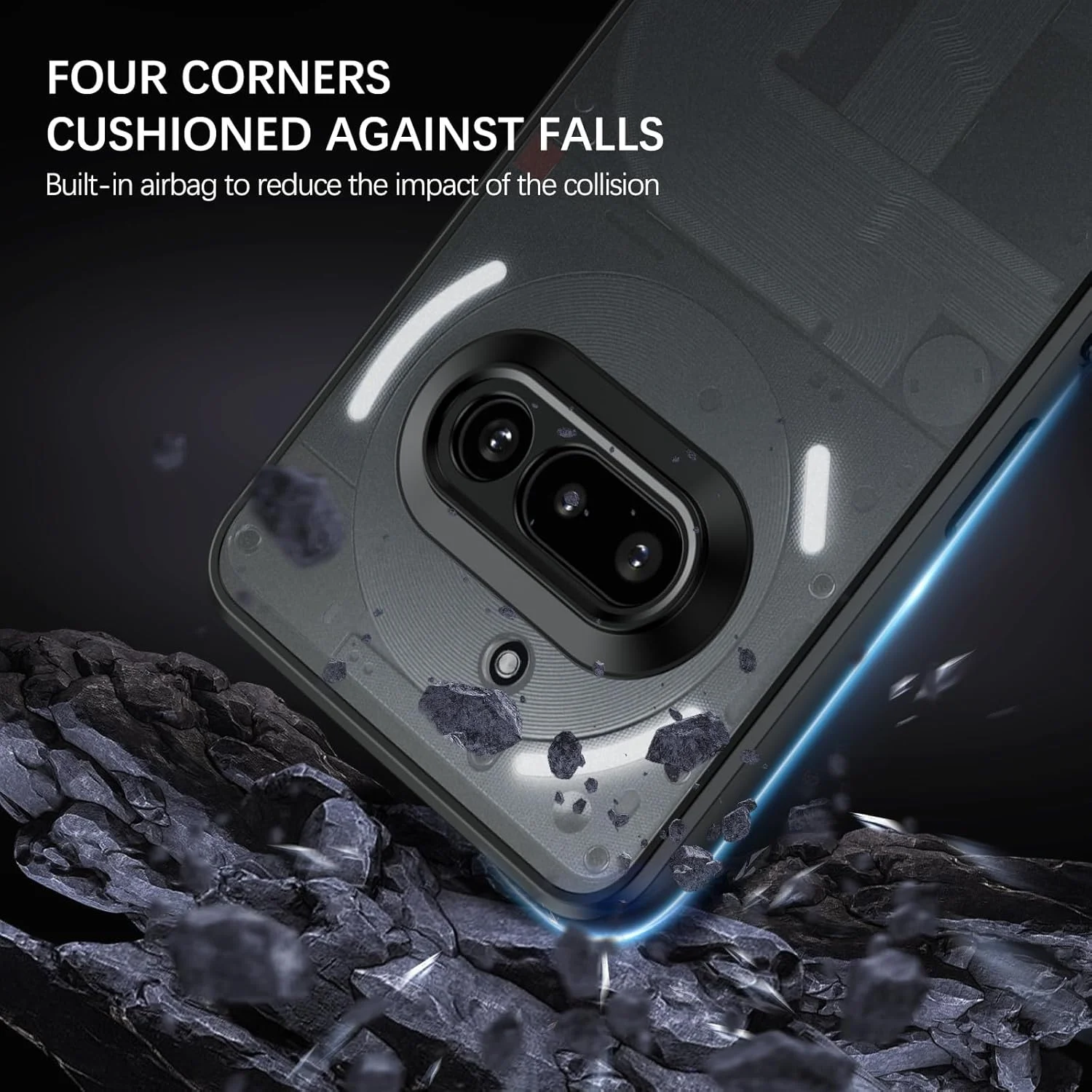 قاب محافظ شفاف گوشی ناتینگ فون 3a، ضد اثر انگشت، فوق العاده نازک، ضد ضربه، ضد لغزش، مات و نیمه شفاف، مناسب برای گوشی ناتینگ فون 3a - مشکی