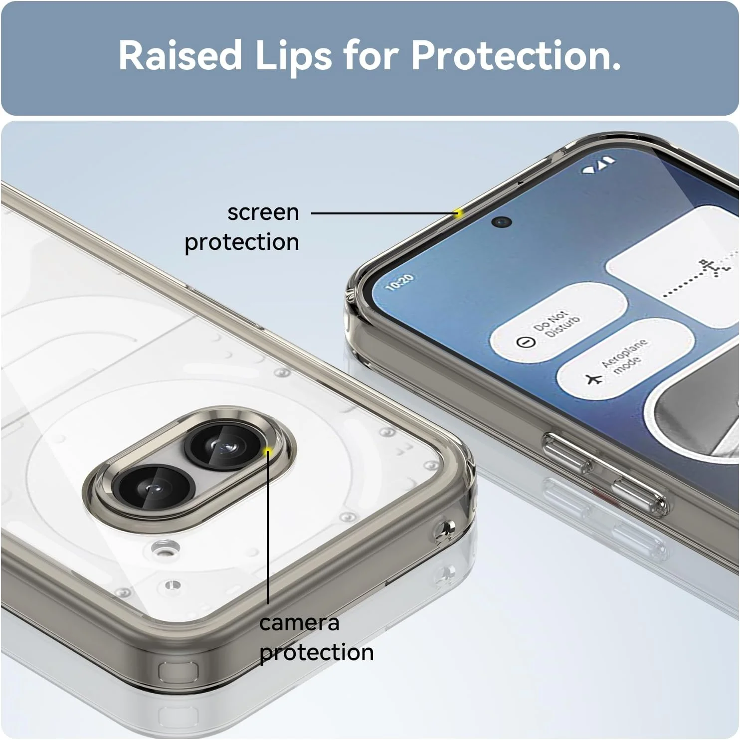 قاب محافظ گوشی ناتینگ فون 2a، محافظت کامل، شفاف، TPU سخت، ضد ضربه، قاب محافظ برای ناتینگ فون 2a. (خاکستری شفاف)