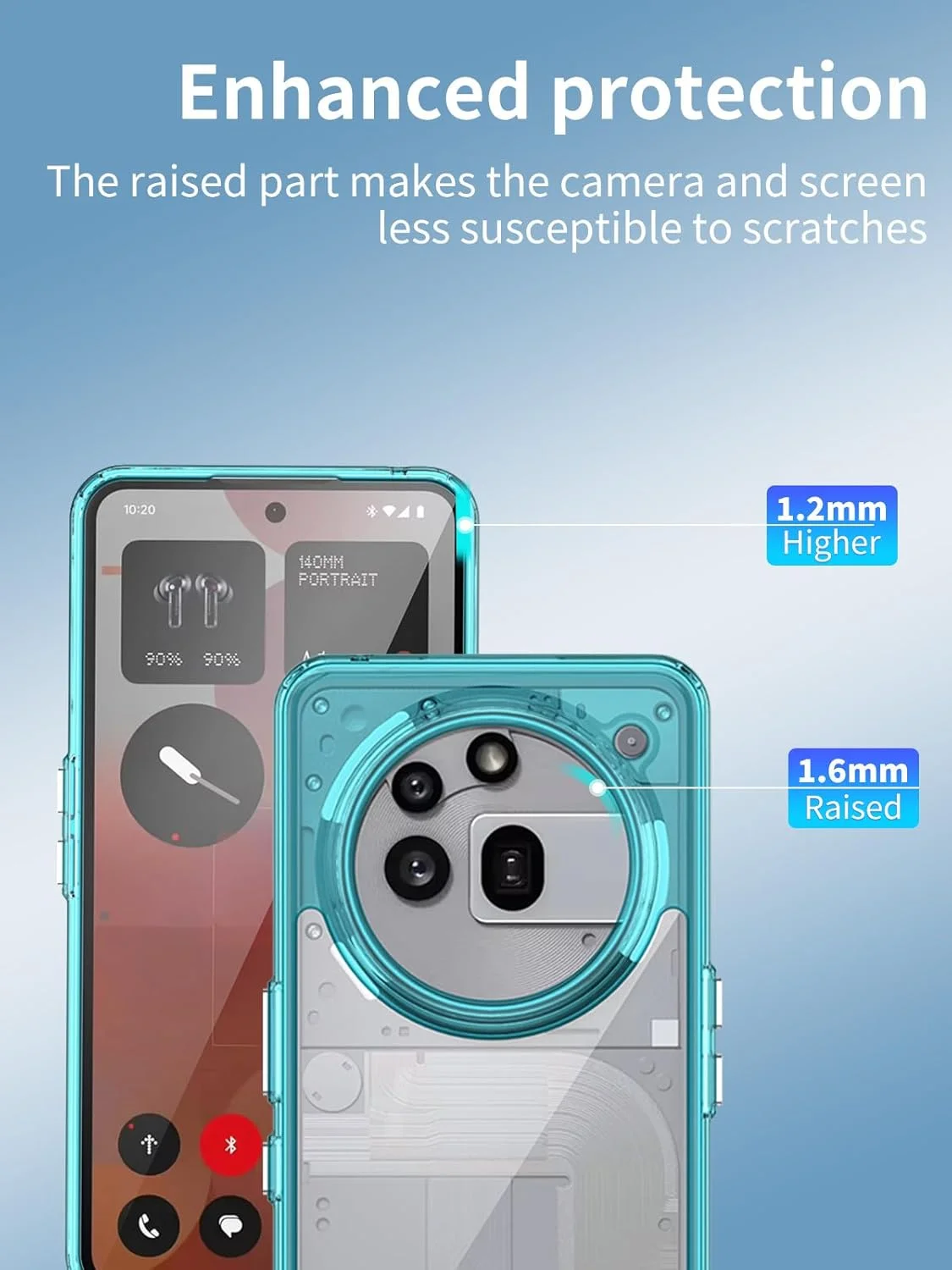 قاب محافظ گوشی نوکیاجو برای Nothing Phone (3A) Pro، ضد ضربه، جاذب شوک، محافظت کامل، پوشش محافظ برای Nothing Phone 3A Pro (شفاف-آبی)