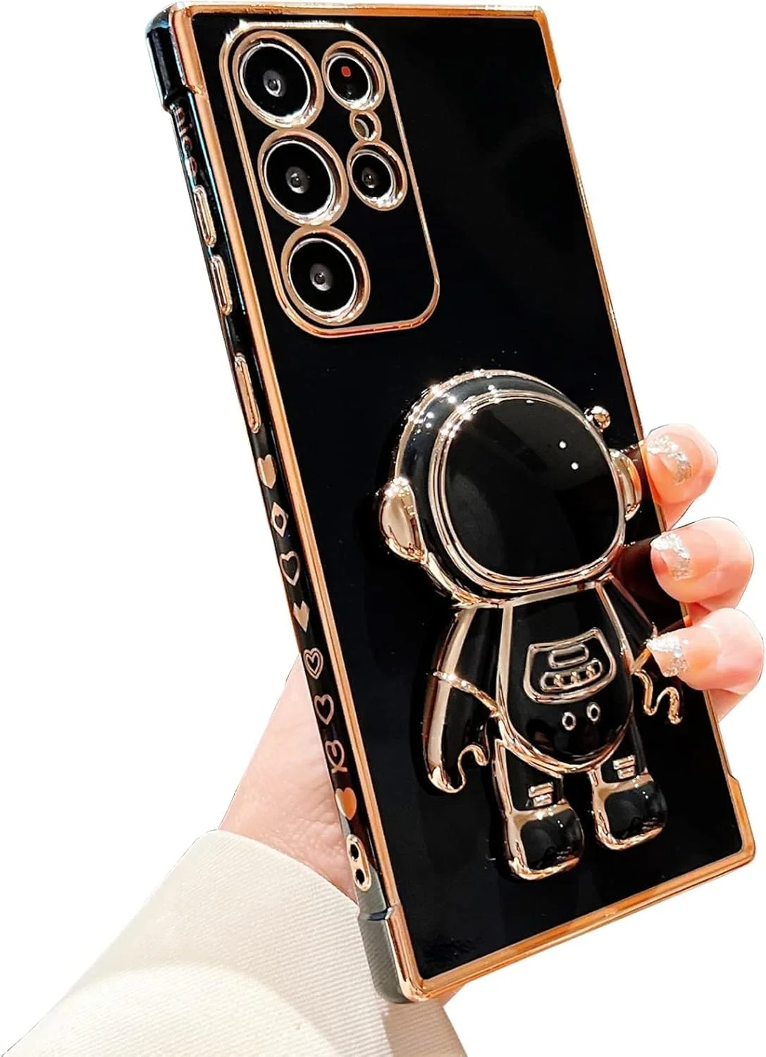 قاب محافظ گوشی سامسونگ گلکسی اس 23 اولترا مدل ELEPIK با پایه نگهدارنده طرح فضانورد، محافظت کامل از دوربین، جنس TPU نرم، ضد ضربه و باریک، مشکی