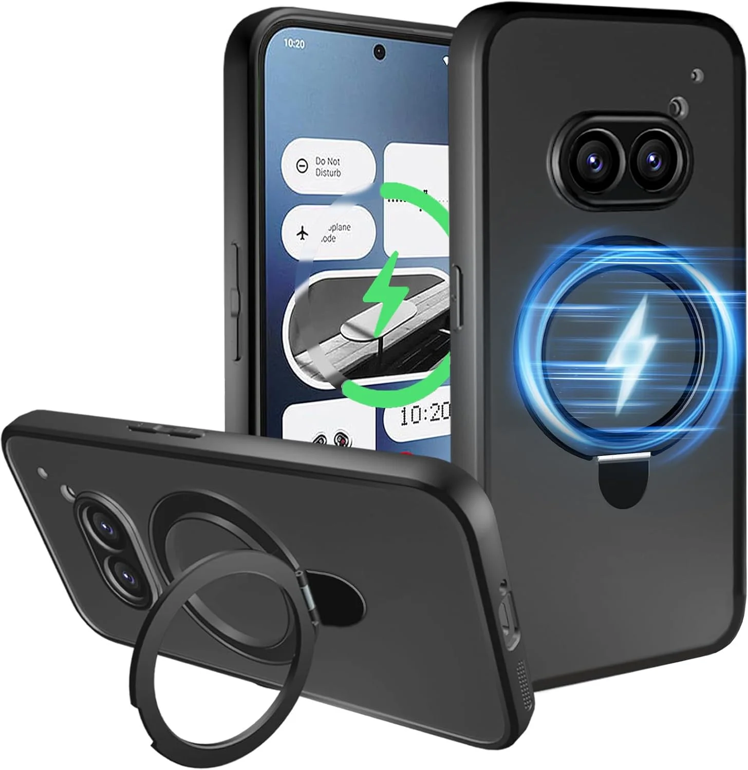 قاب محافظ گوشی leleyo برای ناتینگ فون 2(a) / 2a Plus، سازگار با پایه Mag، قاب محافظ مغناطیسی با پوشش مات شفاف برای ناتینگ فون (2a) plus/2a (2024)، مشکی مات