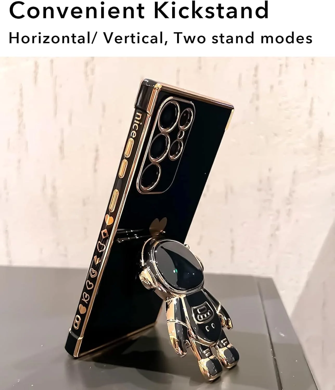 قاب محافظ گوشی سامسونگ گلکسی اس 23 اولترا مدل ELEPIK با پایه نگهدارنده طرح فضانورد، محافظت کامل از دوربین، جنس TPU نرم، ضد ضربه و باریک، مشکی