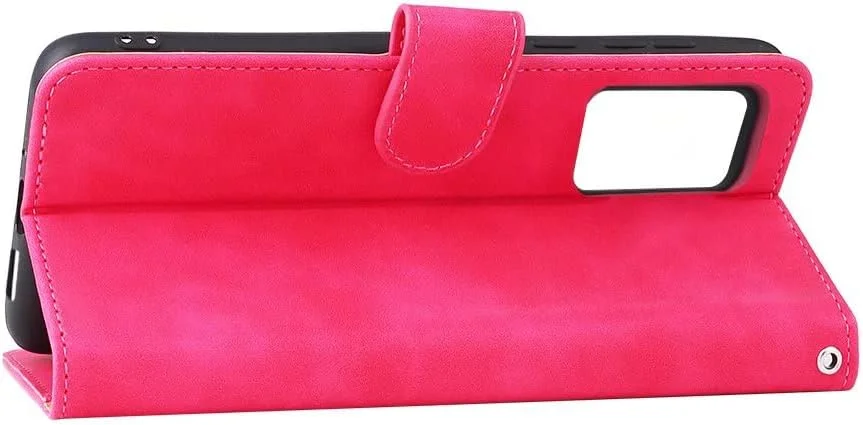 کاور گوشی موبایل ناتینگ فون 2a، دارای جای کارت، پایه نگهدارنده، TPU + چرم PU، ضد ضربه، کاور محافظ تاشو برای ناتینگ فون 2a. (قرمز گل رز)