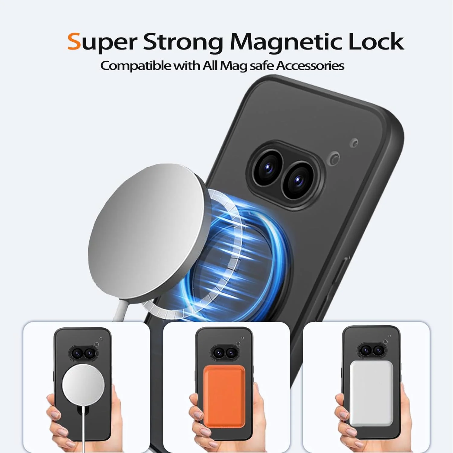 قاب محافظ گوشی leleyo برای ناتینگ فون 2(a) / 2a Plus، سازگار با پایه Mag، قاب محافظ مغناطیسی با پوشش مات شفاف برای ناتینگ فون (2a) plus/2a (2024)، مشکی مات