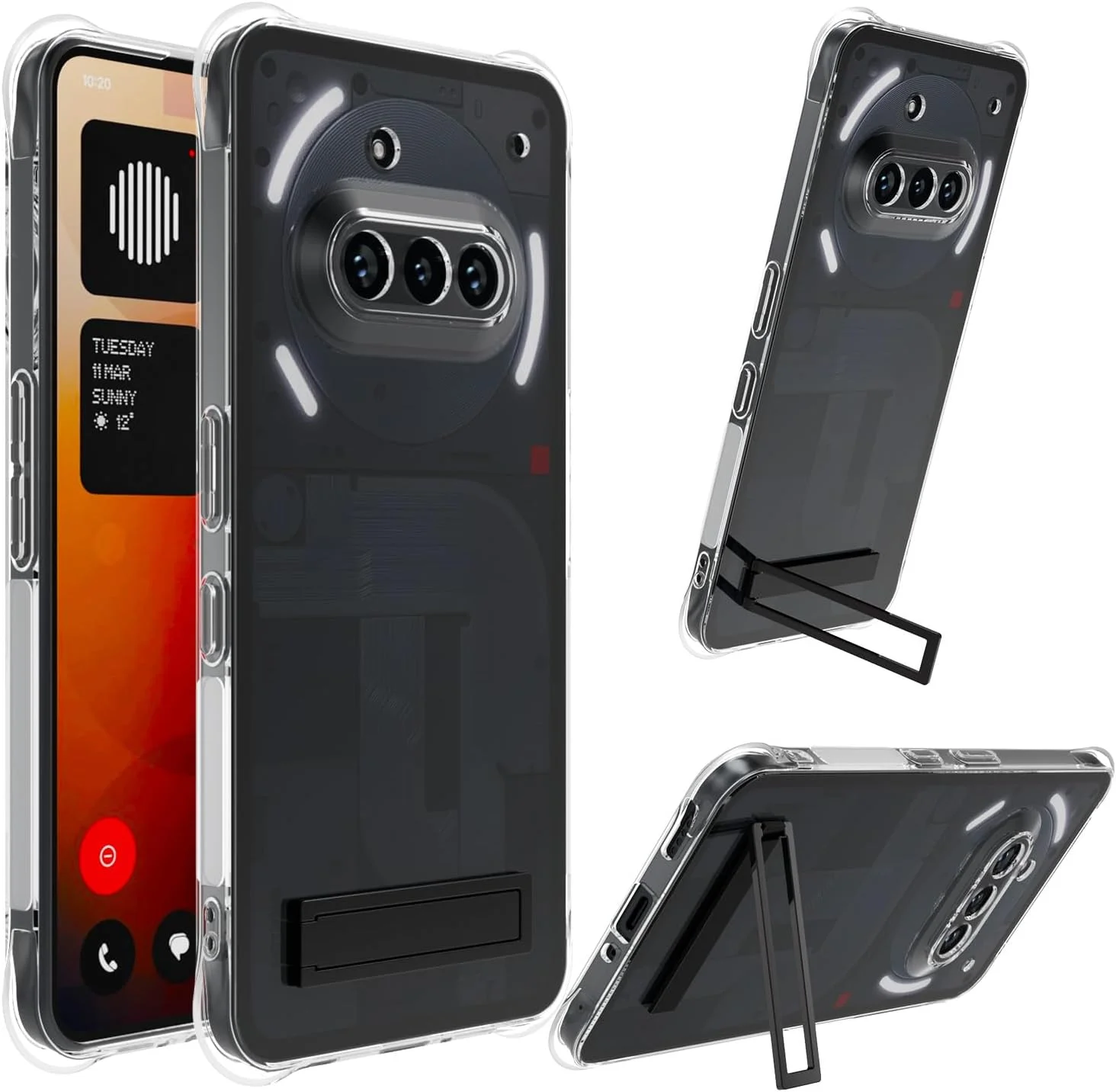 کاور محافظ پایه دار برای ناتینگ فون 3a - کاور TPU شفاف [کریستالی] [دارای استند داخلی] [مقاوم در برابر ضربه]