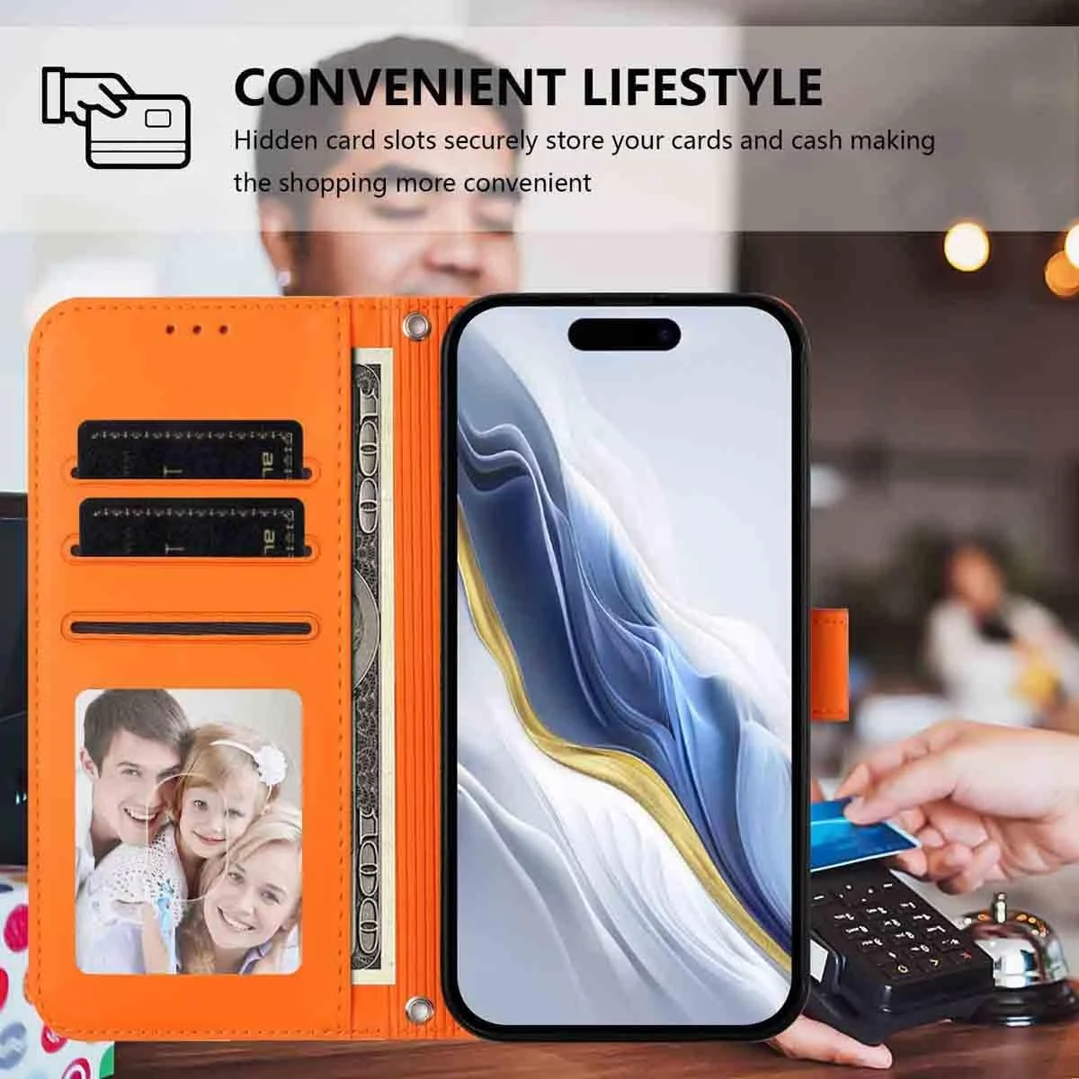 کیف پول چرمی HAOYE برای تلفن Nothing CMF Phone 2 Pro، طرح گرافیکی گربه ملوس، دارای قفل مغناطیسی، بدنه TPU ضد ضربه، جای کارت و پایه - بنفش تیره