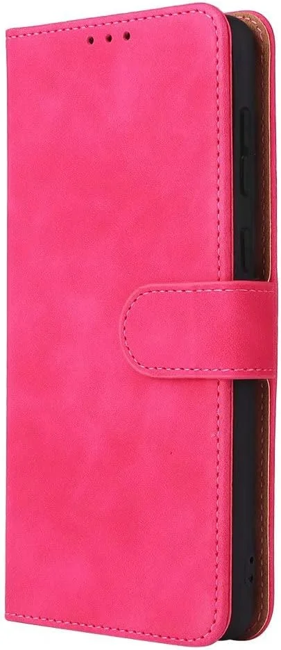 کاور گوشی موبایل ناتینگ فون 2a، دارای جای کارت، پایه نگهدارنده، TPU + چرم PU، ضد ضربه، کاور محافظ تاشو برای ناتینگ فون 2a. (قرمز گل رز)