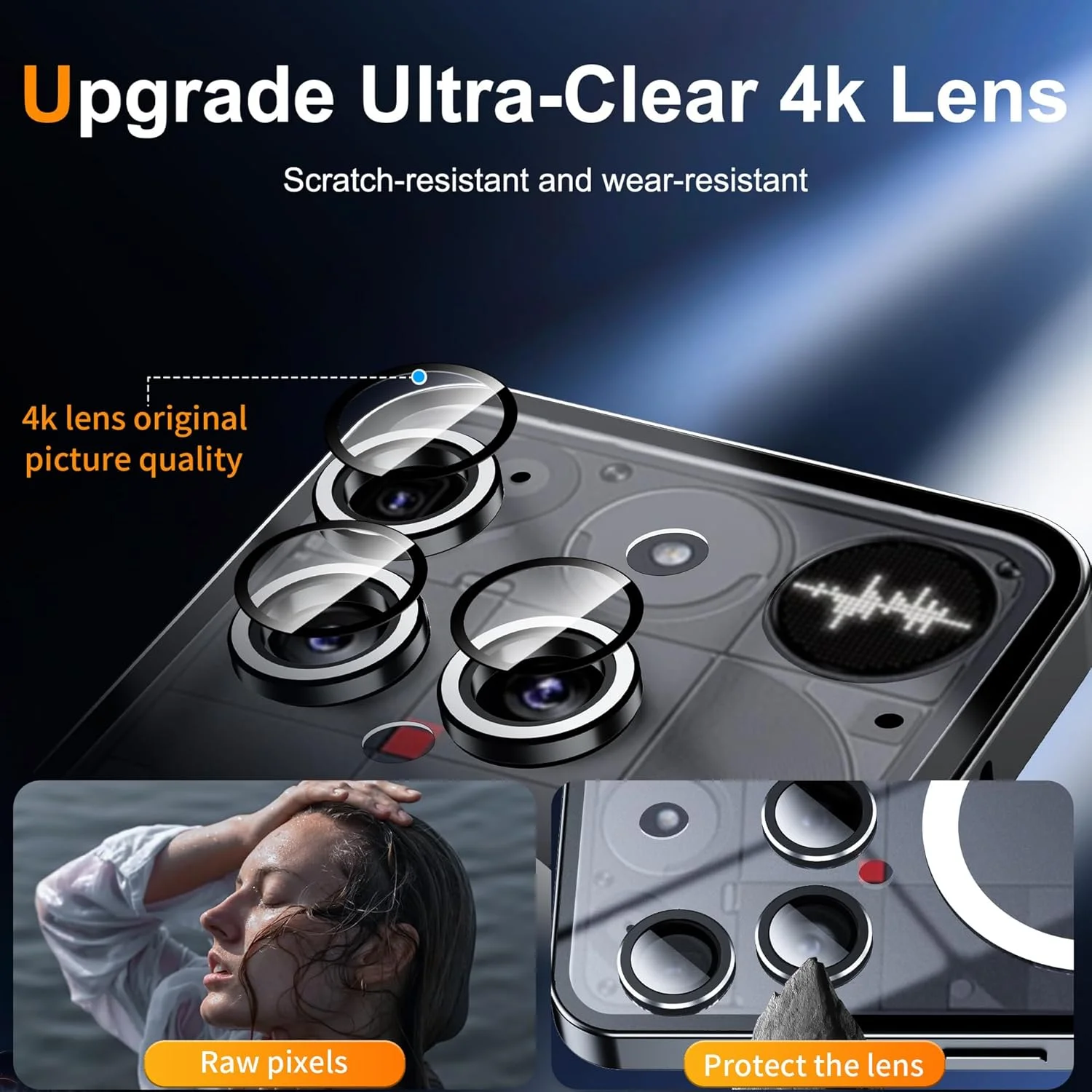 کاور مات نیمه شفاف ضد ضربه و ضد افتادن Gruattreay سازگار با ناتینگ فون (3) با قابلیت اتصال مغناطیسی (مشکی)