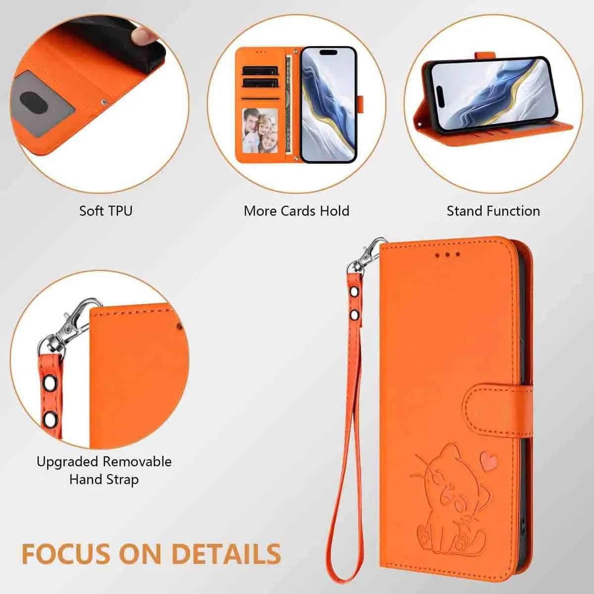 کیف پول چرمی HAOYE برای تلفن Nothing CMF Phone 2 Pro، طرح گرافیکی گربه ملوس، دارای قفل مغناطیسی، بدنه TPU ضد ضربه، جای کارت و پایه - بنفش تیره