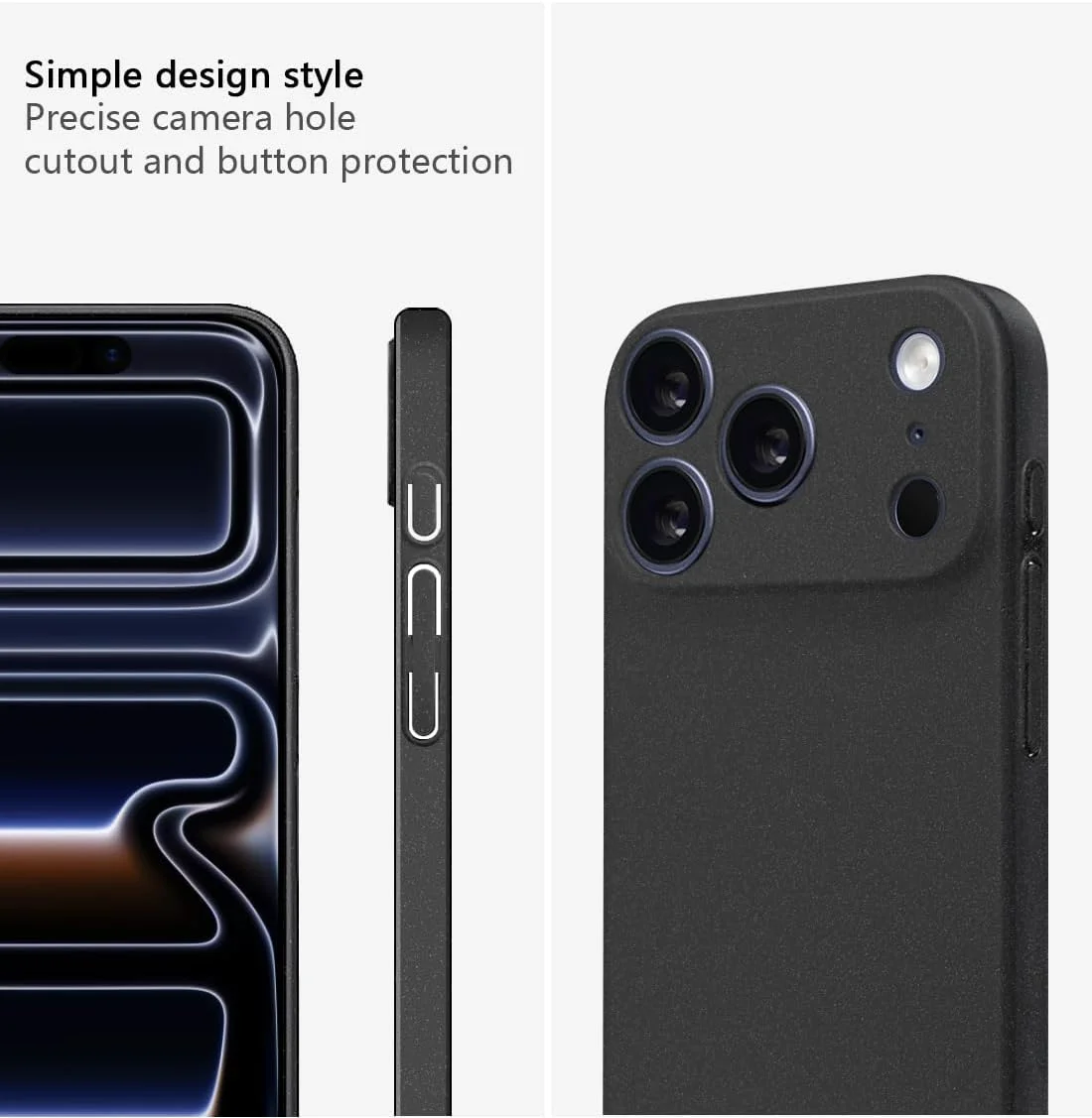 قاب گوشی باستمی مناسب برای آیفون 17 پرو، قاب گوشی مینیمالیستی، فوق العاده سبک، بسیار نازک، محافظت از دوربین، پوشش سخت PC برای آیفون 17 پرو 6.3 اینچ 2025 (مشکی سنگریزه ای)