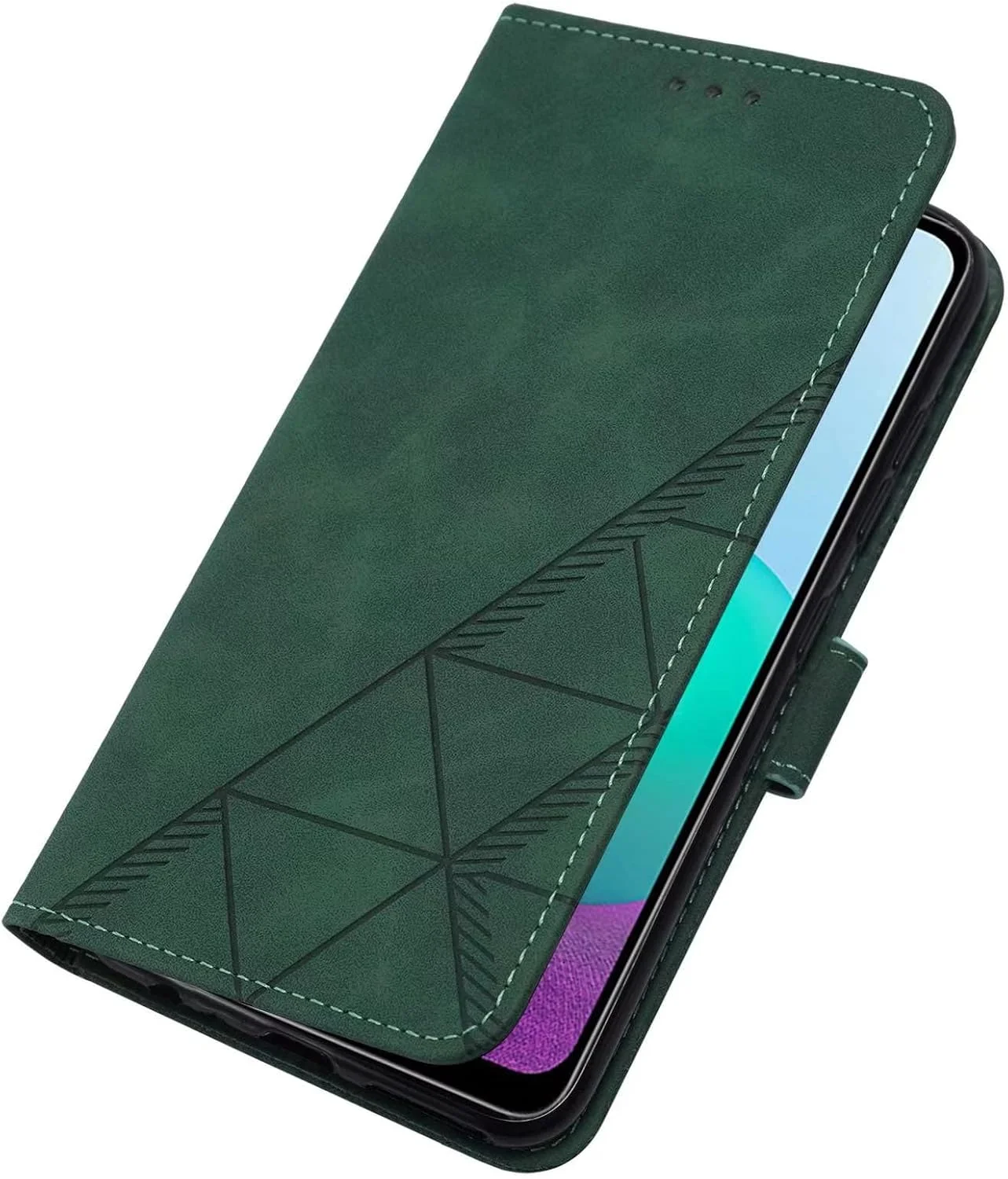 کاور گوشی موبایل برای ناتینگ فون 2a، دارای جای کارت، پایه نگهدارنده، TPU + چرم PU، کاور محافظ تاشو برای ناتینگ فون 2a. (سبز تیره)