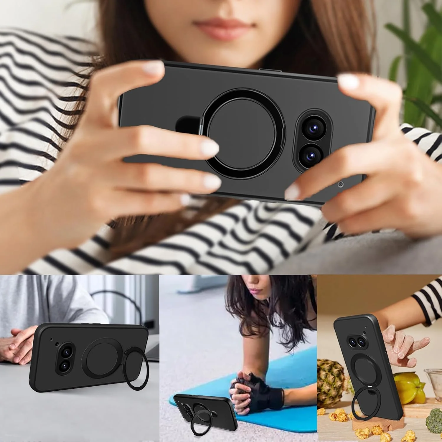 قاب محافظ گوشی leleyo برای ناتینگ فون 2(a) / 2a Plus، سازگار با پایه Mag، قاب محافظ مغناطیسی با پوشش مات شفاف برای ناتینگ فون (2a) plus/2a (2024)، مشکی مات