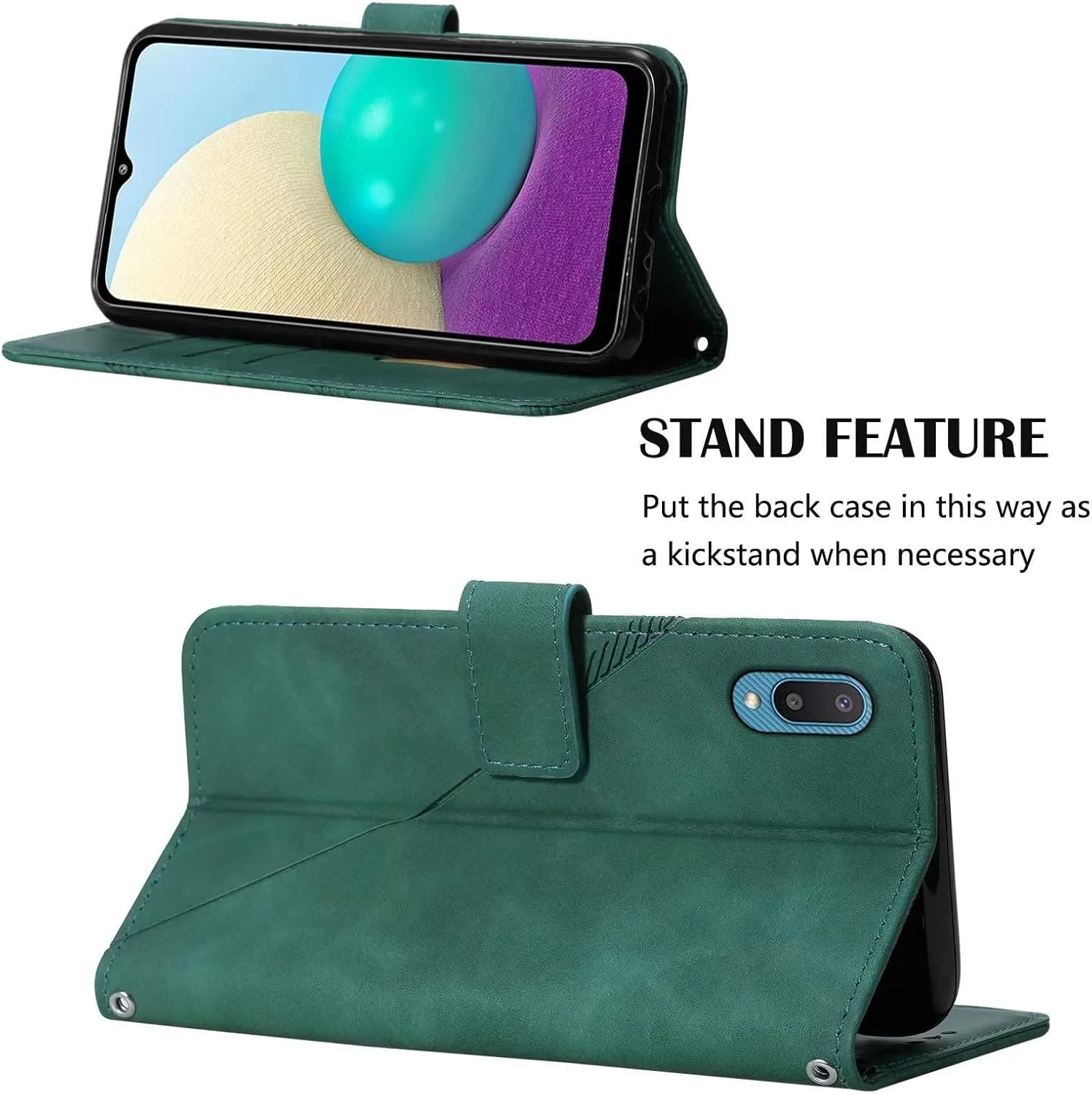 کاور گوشی موبایل برای ناتینگ فون 2a، دارای جای کارت، پایه نگهدارنده، TPU + چرم PU، کاور محافظ تاشو برای ناتینگ فون 2a. (سبز تیره)