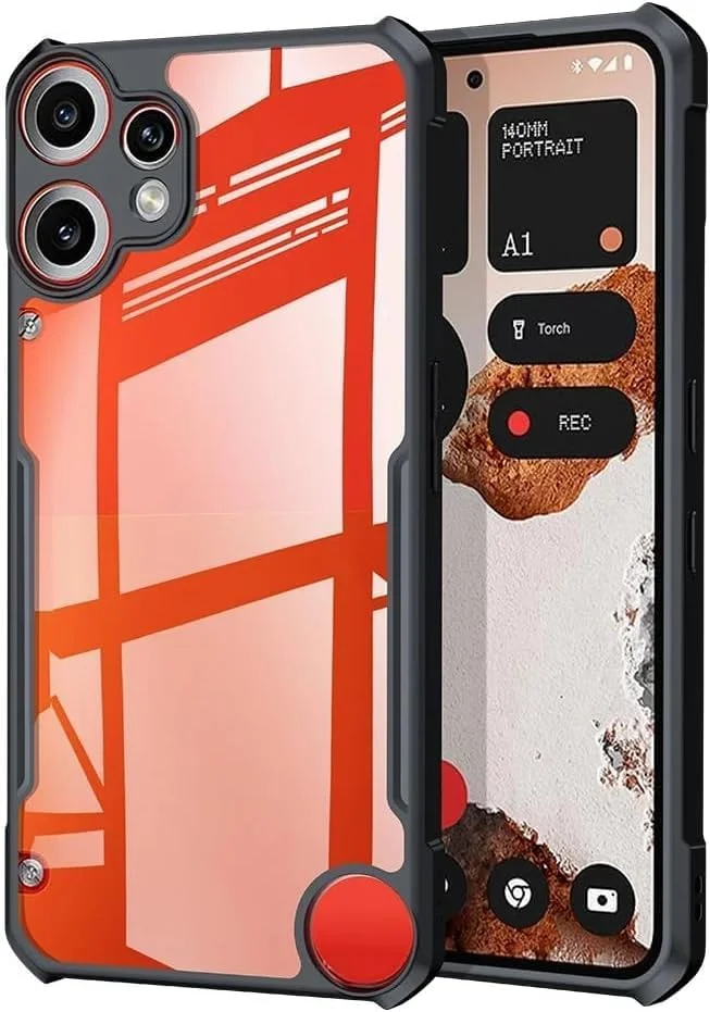 قاب محافظ گوشی ناتینگ فون CMF 2 پرو، کاور فوق العاده نازک و سبک وزن، بامپر TPU نرم + پشت اکریلیک، دارای ایربگ های درجه نظامی، مقاوم در برابر ضربه، مشکی