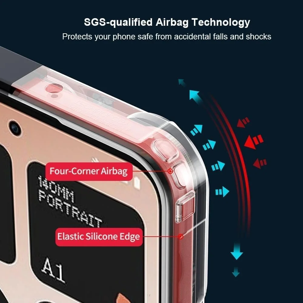 قاب محافظ گوشی ناتینگ فون CMF 2 پرو، کاور فوق العاده نازک و سبک وزن، بامپر TPU نرم + پشت اکریلیک، دارای ایربگ های درجه نظامی، مقاوم در برابر ضربه، مشکی