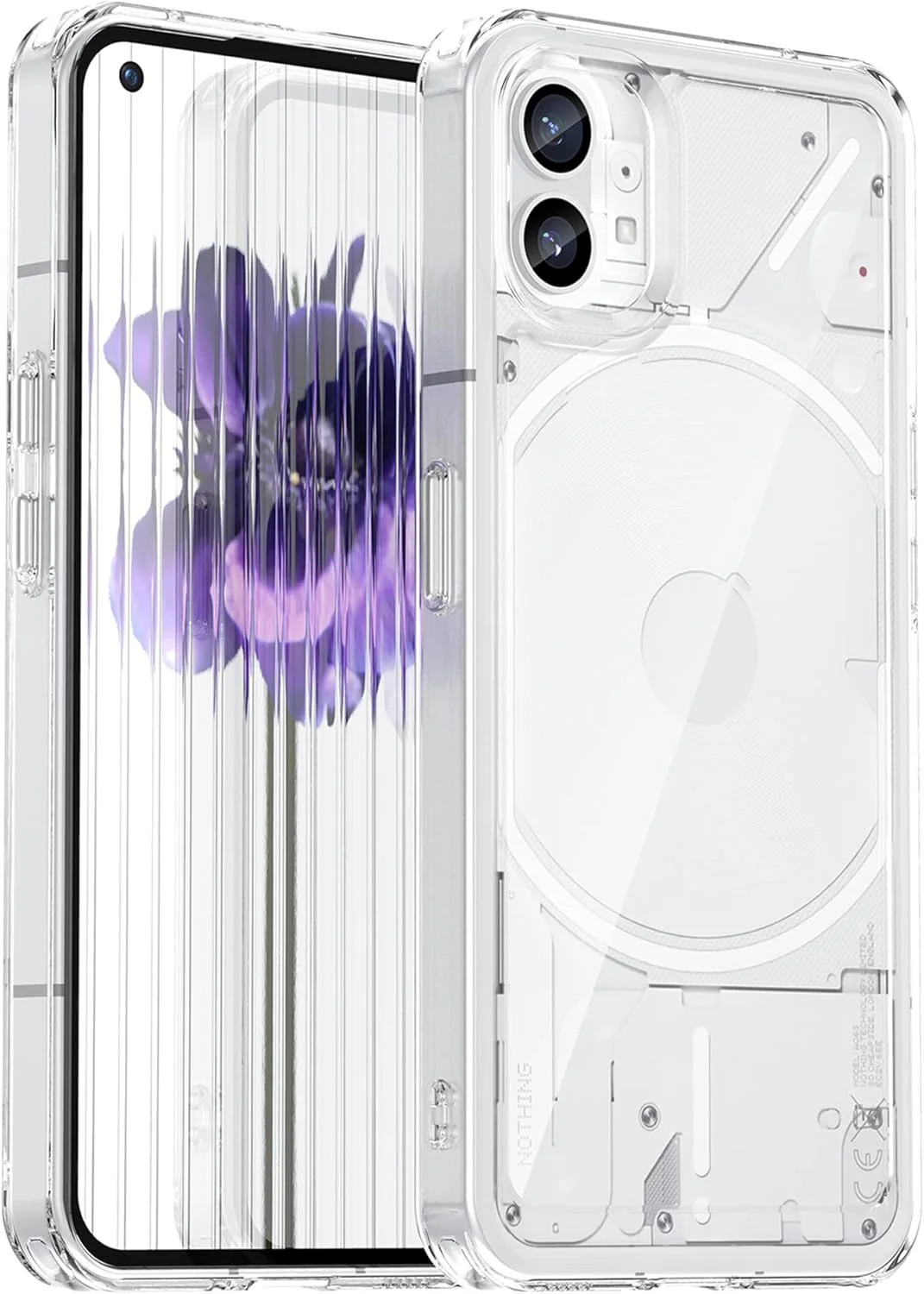 کاور محافظ های-کیس برای ناتینگ فون (1) – کاور سیلیکونی کریستالی – ضد زردی – TPU و PC هیبریدی 360 درجه، محافظ ضد ضربه، شفاف