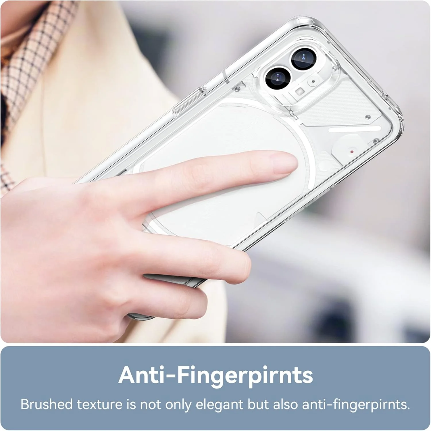 کاور محافظ های-کیس برای ناتینگ فون (1) – کاور سیلیکونی کریستالی – ضد زردی – TPU و PC هیبریدی 360 درجه، محافظ ضد ضربه، شفاف