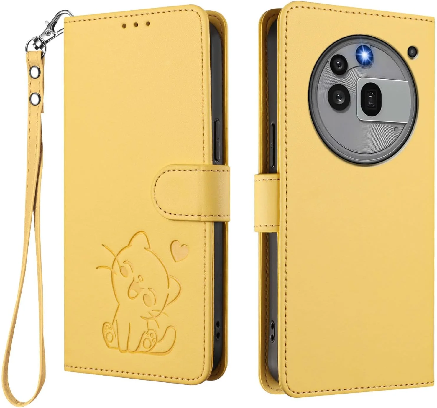 کیف پول موبایل WBWONE مناسب برای Nothing Phone (3a) Pro، کیف آهنربایی با طرح گربه زیبا، روکش چرمی TPU، کیف های ضد ضربه و جای کارت - زرد