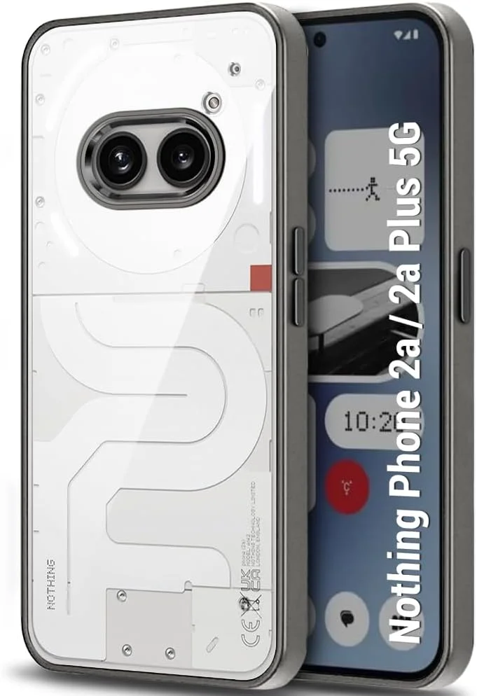 قاب محافظ گوشی TheGiftKart مدل هیبریدی ضد ضربه با حلقه فلزی دوربین مناسب برای Nothing Phone 2a / 2a Plus 5G | محافظت از صفحه نمایش و دوربین | پشت سخت شفاف | قاب شفاف برای گوشی 2a (PC & TPU, خاکستری)