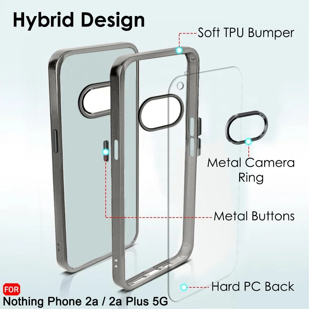 قاب محافظ گوشی TheGiftKart مدل هیبریدی ضد ضربه با حلقه فلزی دوربین مناسب برای Nothing Phone 2a / 2a Plus 5G | محافظت از صفحه نمایش و دوربین | پشت سخت شفاف | قاب شفاف برای گوشی 2a (PC & TPU, خاکستری) قاب محافظ گوشی TheGiftKart مدل هیبریدی ضد ضربه با حلقه فلزی دوربین مناسب برای Nothing Phone 2a / 2a Plus 5G | محافظت از صفحه نمایش و دوربین | پشت سخت شفاف | قاب شفاف برای گوشی 2a (PC & TPU, خاکستری)