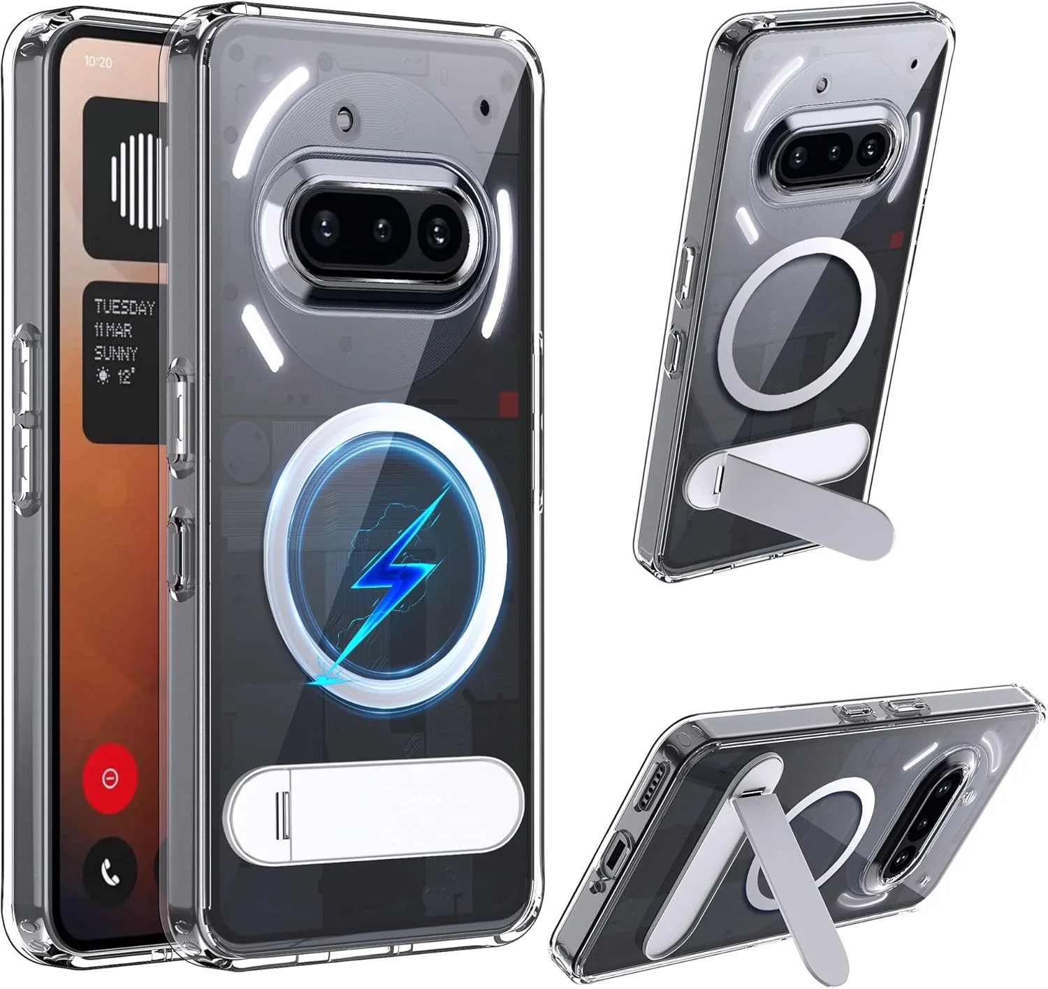 کاور لمکسی برای ناتینگ فون 3a با استند تاشو و TPU ضد لغزش + اکریلیک شفاف