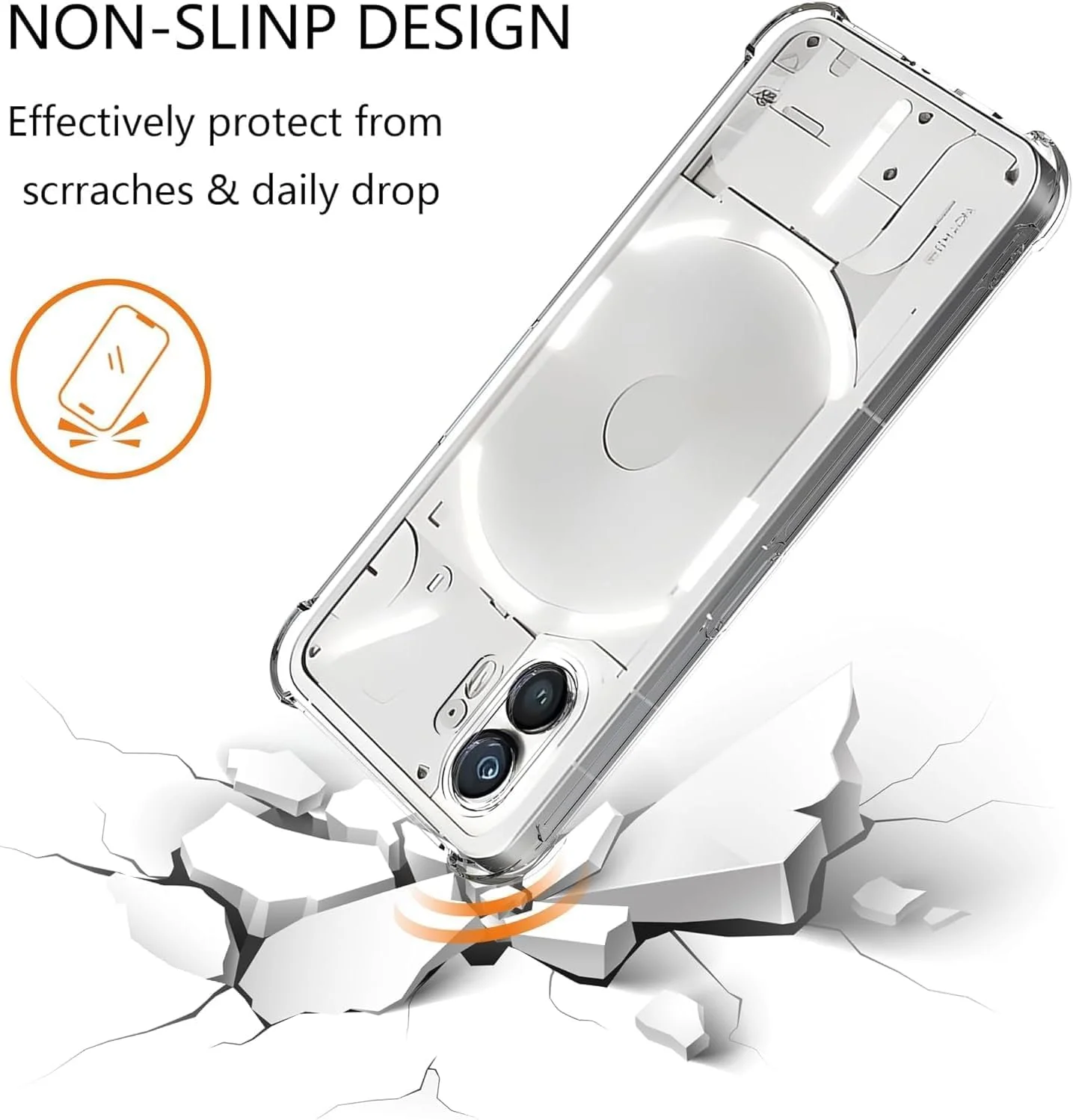 کاور شفاف ELTERAZONE با محافظ گوشه تقویت شده، باریک و مقاوم در برابر ضربه، ساخته شده از TPU انعطاف پذیر برای Nothing Phone (2) - بامپر شفاف