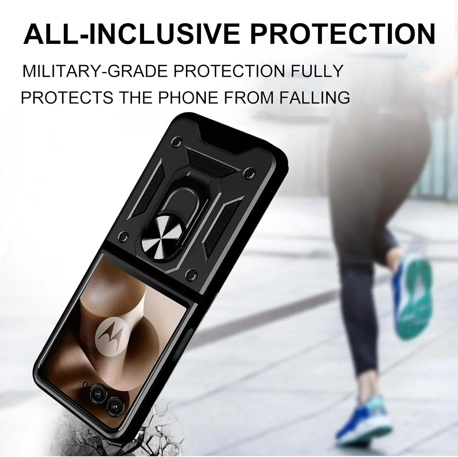 قاب محافظ گوشی موتورولا Razr 60 Ultra، دارای پایه چرخشی 360 درجه و پوشش کشویی دوربین، ساخته شده از TPU نرم و قاب PC سخت، ضد خش، ضد ضربه و مقاوم، مشکی قاب محافظ گوشی موتورولا Razr 60 Ultra، دارای پایه چرخشی 360 درجه و پوشش کشویی دوربین، ساخته شده از TPU نرم و قاب PC سخت، ضد خش، ضد ضربه و مقاوم، مشکی