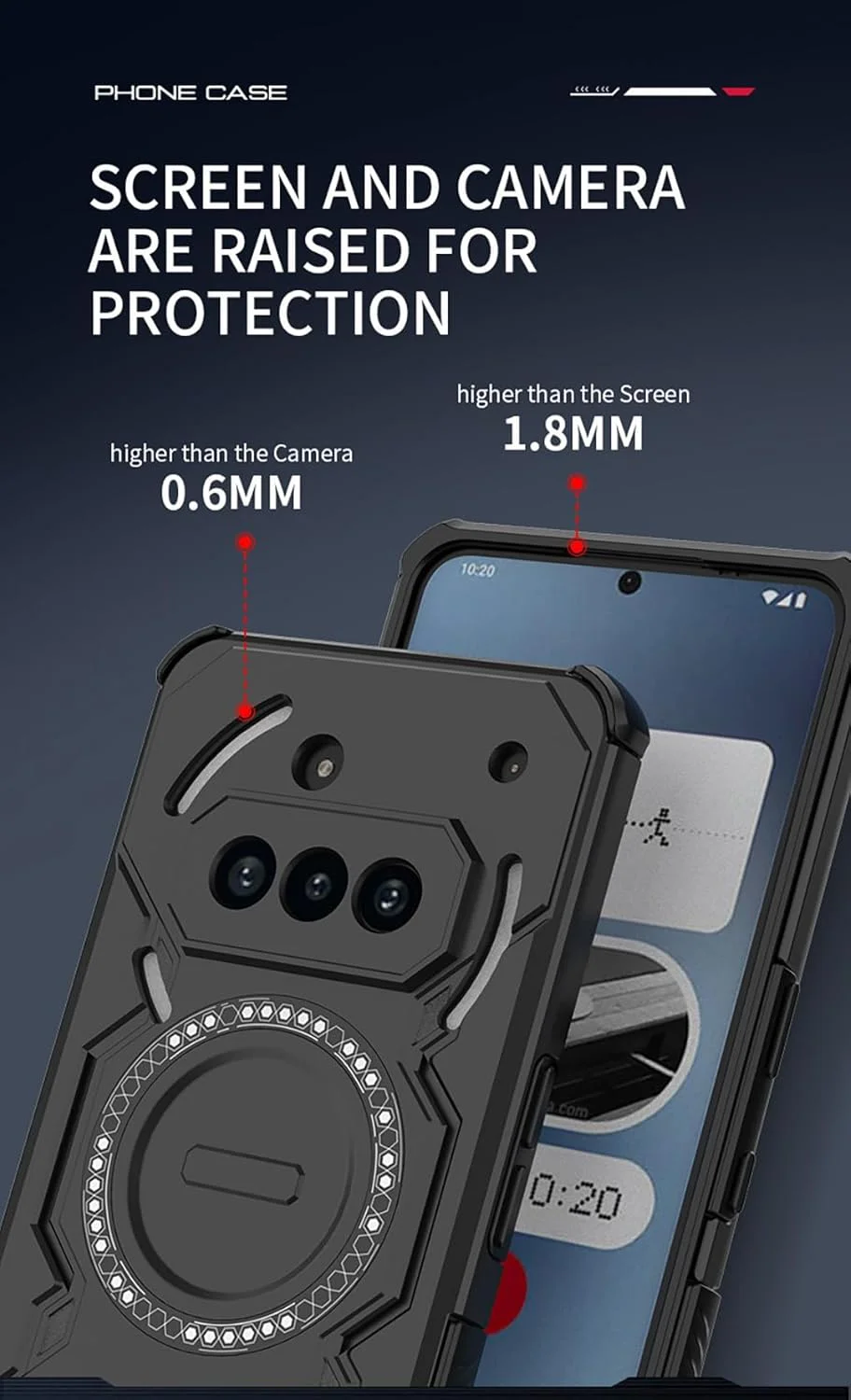 کاور محافظ گوشی ناتینگ فون (3a) پرو SEAHAI با قابلیت جذب مغناطیسی، بسیار نازک، سبک خنک، PC سخت + بامپر TPU سیلیکونی ضد ضربه، آبی