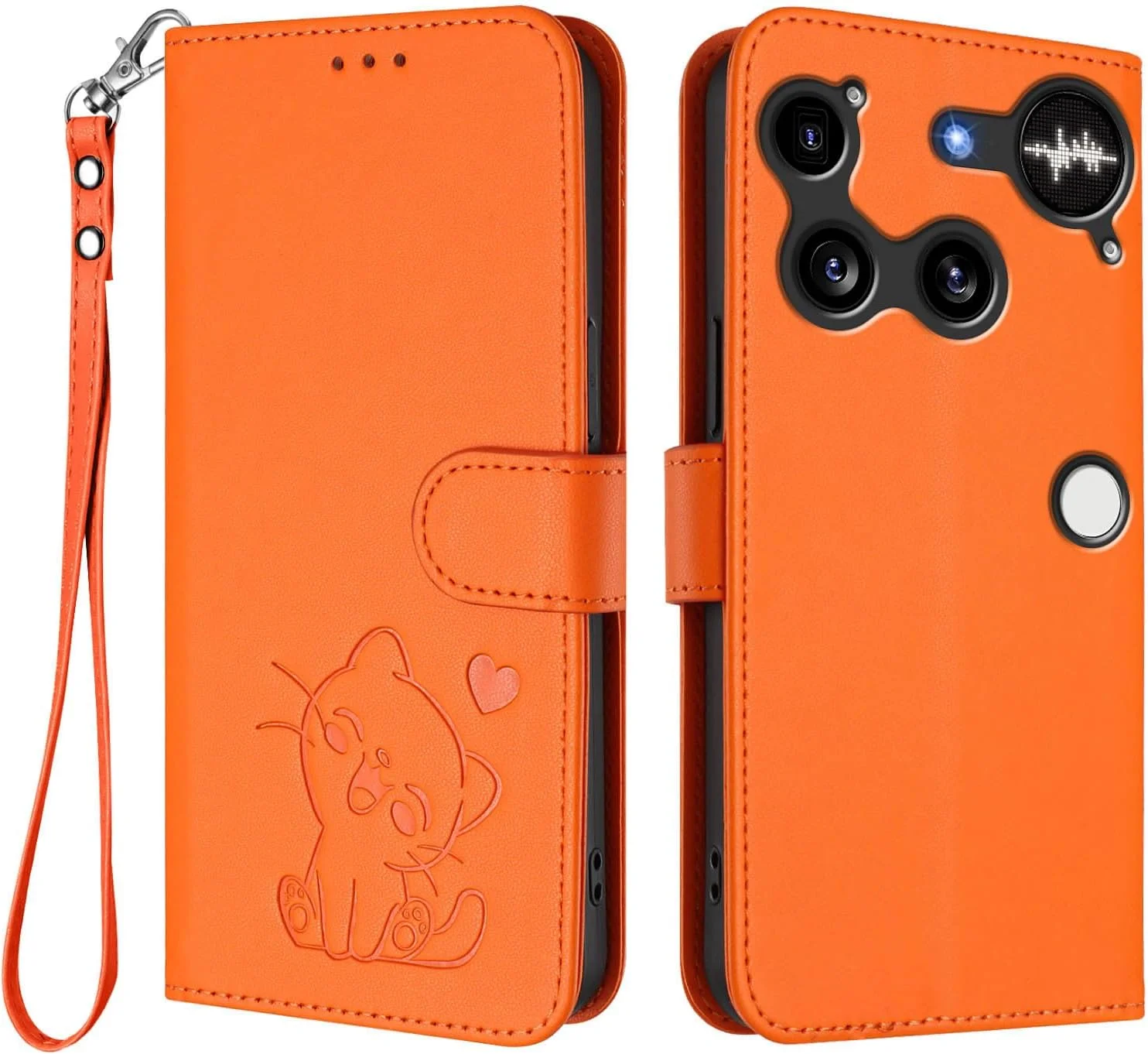 کیف پول و کاور گوشی WBWONE برای ناتینگ فون (3)، کاور مغناطیسی با طرح گربه زیبا، روکش چرمی TPU، کاور ضد ضربه و دارای جای کارت - نارنجی