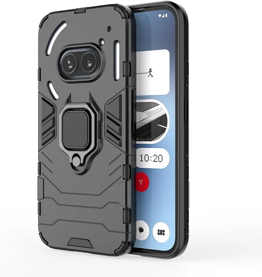 کاور محافظ گوشی ناتینگ فون (2a)/ناتینگ فون (2a) پلاس مدل SEAHAI با استند انگشتی 360 درجه، ضربه گیر سیلیکونی ضد شوک – مشکی