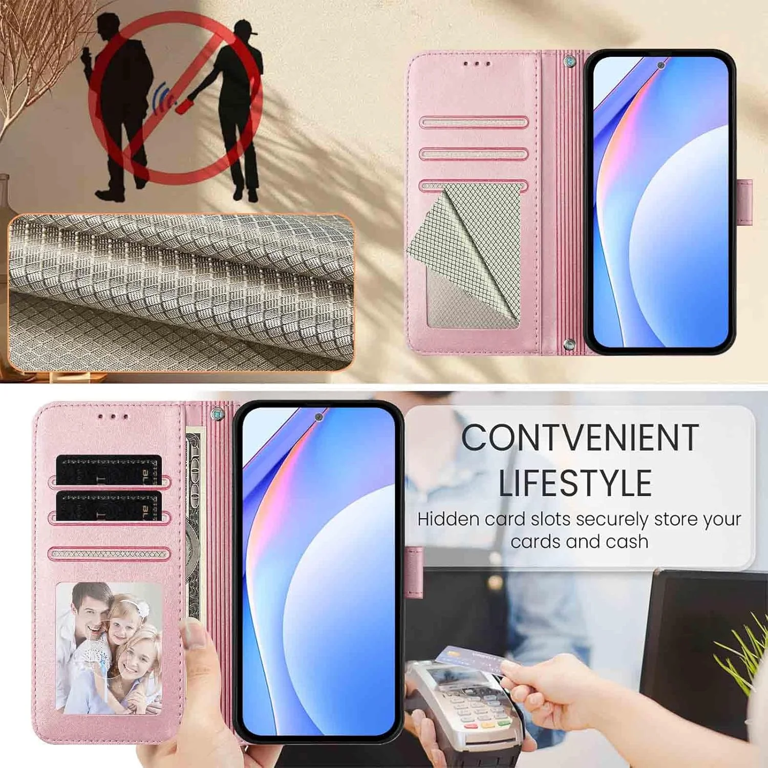 کیف چرمی طرح پاندا HAOYE Premium برای Nothing Phone (3a) - کاور مسدود کننده RFID با جای کارت، پایه و طراحی ضد ضربه - قرمز شرابی