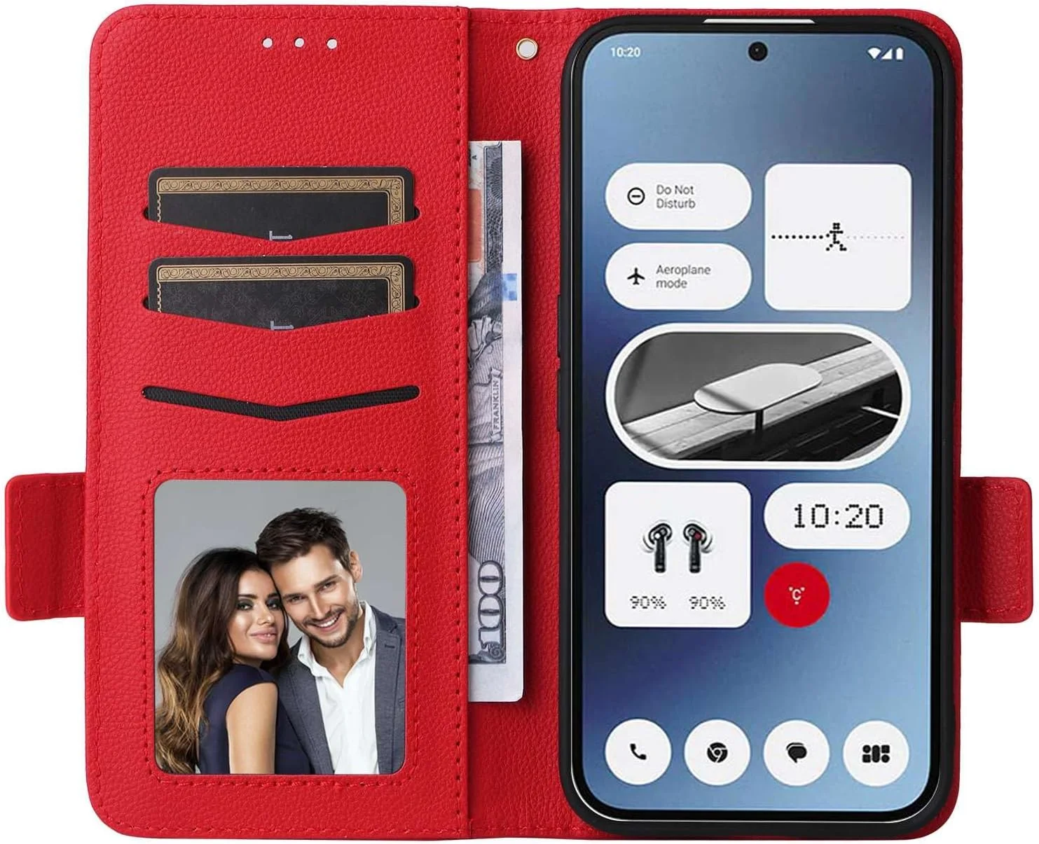 کیف محافظ گوشی ناتینگ فون 2A، کیف چرمی تاشو با قابلیت استند، طراحی کیف پول با جای کارت