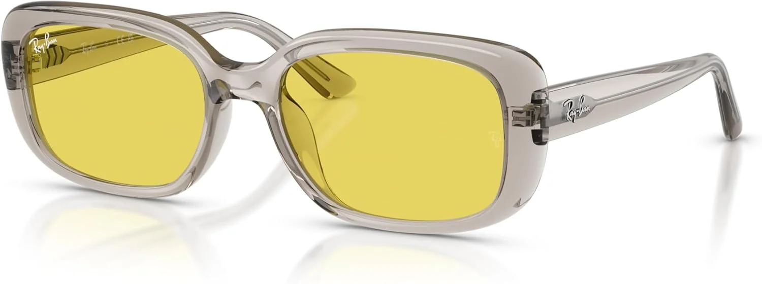 عینک آفتابی مربعی ری-بن مدل RB4421D، بژ روشن/زرد شفاف، سایز 56 میلی‌متر