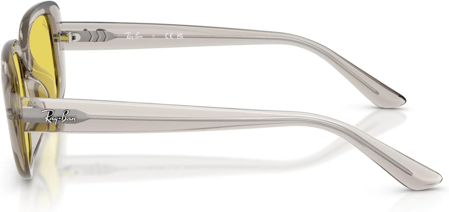 عینک آفتابی مربعی ری-بن مدل RB4421D، بژ روشن/زرد شفاف، سایز 56 میلی‌متر