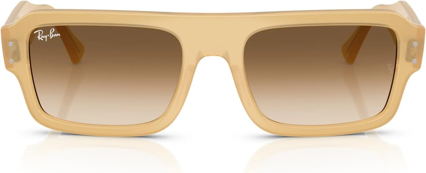 عینک آفتابی مستطیلی ری-بن مدل RB4454 Lukas، بژ شفاف/قهوه ای گرادیان روشن، سایز 53 میلی متر